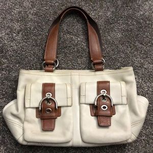 White & Brown Coach Purse